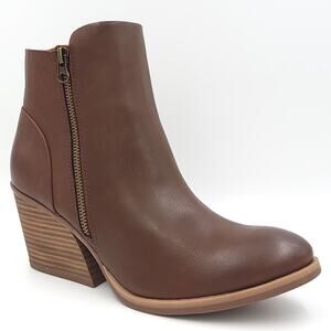 Korks Women Block Heel Western Ankle Booties Hattie Size US 9.5M Brown